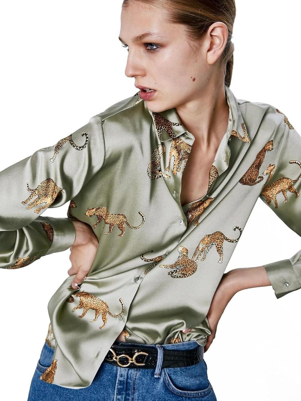 Cheetah Button Up NWT